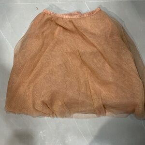 #3 Woman’s pink peachy sparkle knee length skirt layered